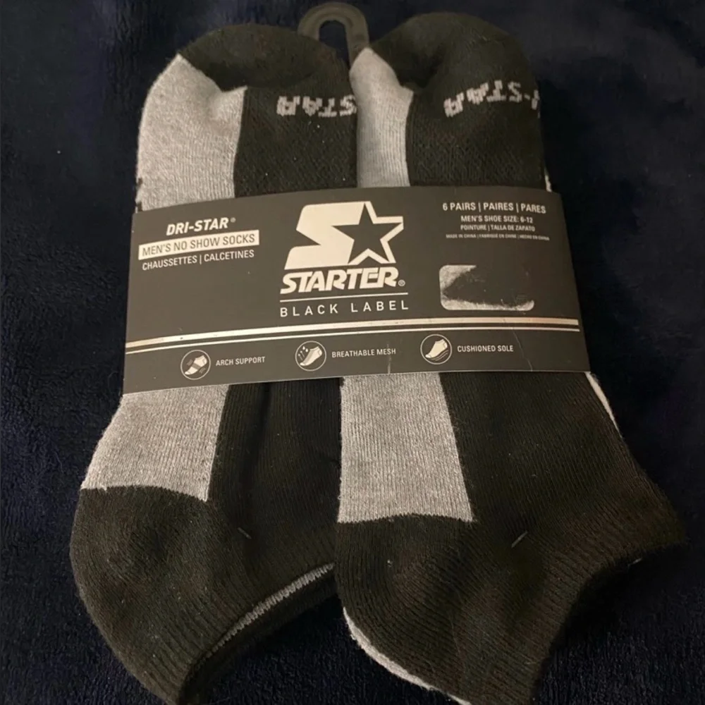 Starter Dri-Star Black and Gray No Show Socks